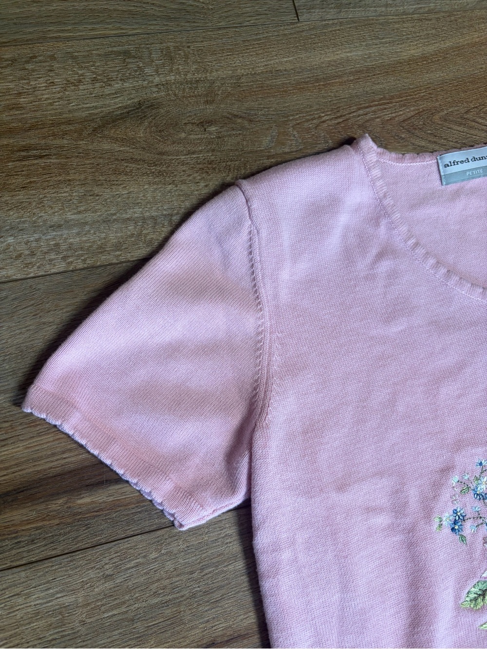Vintage grandmacore Cottagecore coquette embroidered short sleeve sweater Top - Picture 7 of 8